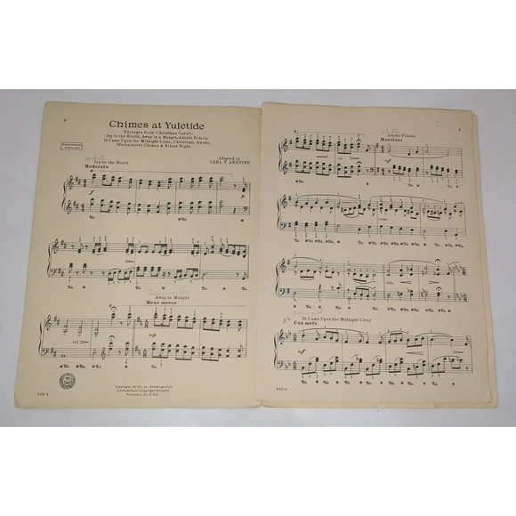 1950 CHIMES AT YULETIDE CHRISTMAS vintage sheet music piano solo CARL T. ANSTINE - Picture 5 of 10